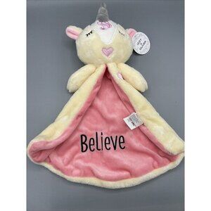 Izzy‎ & Oliver Unicorn Believe Plush Pink Lovey Security Blanket Toy